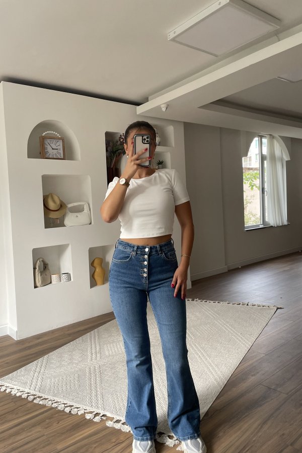 DÜĞMELİ İSPANYOL LİKRALI JEAN