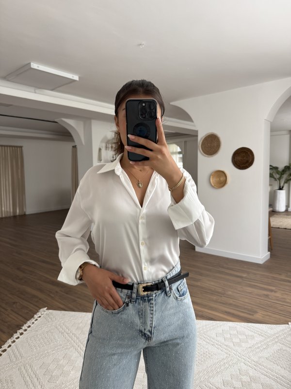 V YAKA BASİC SATEN GÖMLEK