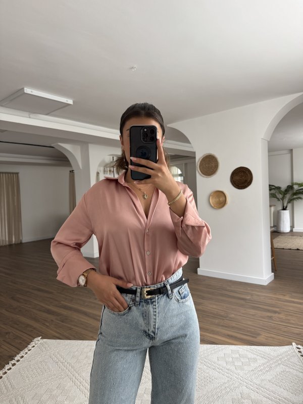 V YAKA BASİC SATEN GÖMLEK