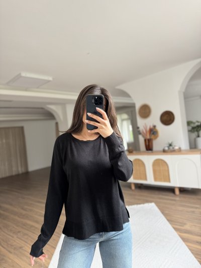 BİSİKLET YAKA SİMLİ BASİC İNCE VİSKON KAZAK