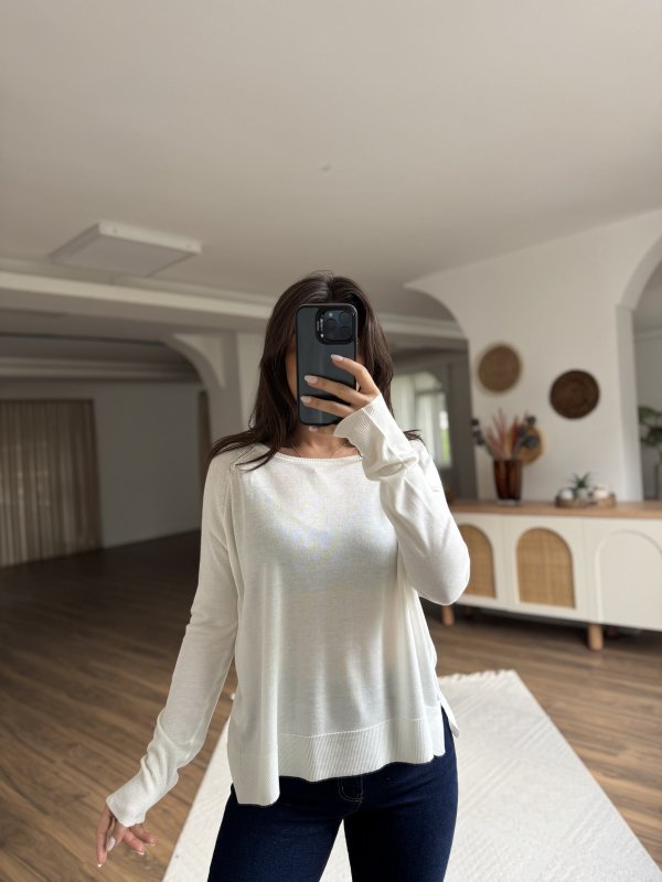 BİSİKLET YAKA ETEĞİ YIRTMAÇ BASİC İNCE VİSKON KAZAK