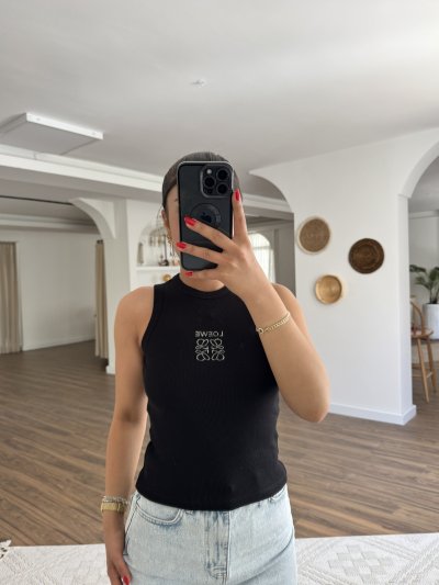 LOEWE YAZI DESEN TAŞ BASKI FİTİLLİ PAMUK