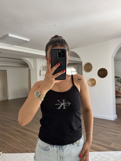 CK FLOK BASKI TAŞ YAZI ASKILI ATLET