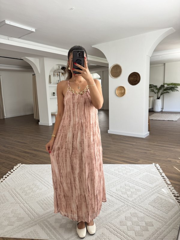 AKSESUAR DETAY ŞİFON ASTARLI ELBİSE