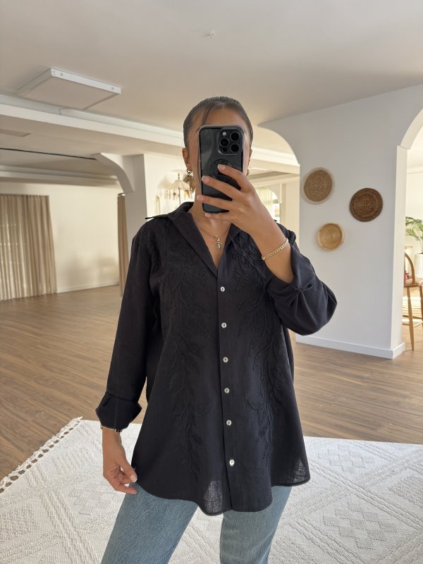 NAKIŞ İŞLEME PAMUK SALAŞ GÖMLEK