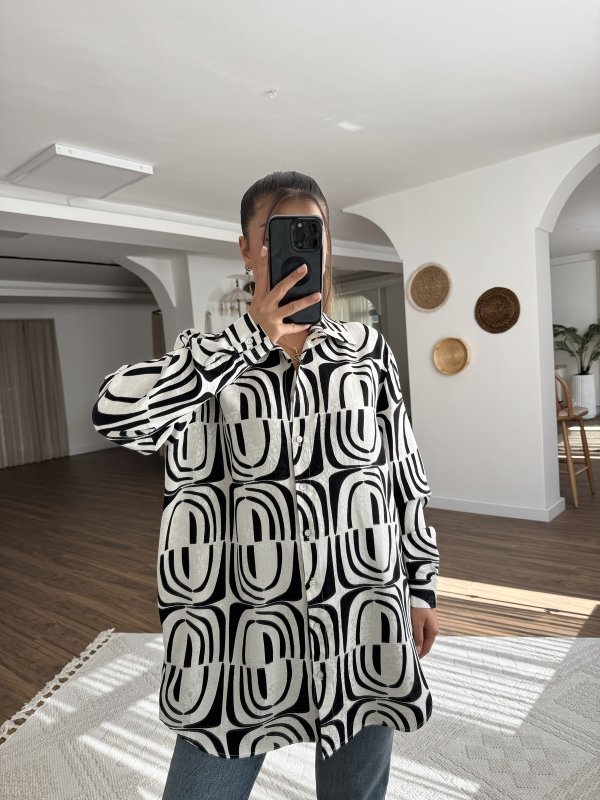 DESENLİ VİSKON KETEN SALAŞ GÖMLEK