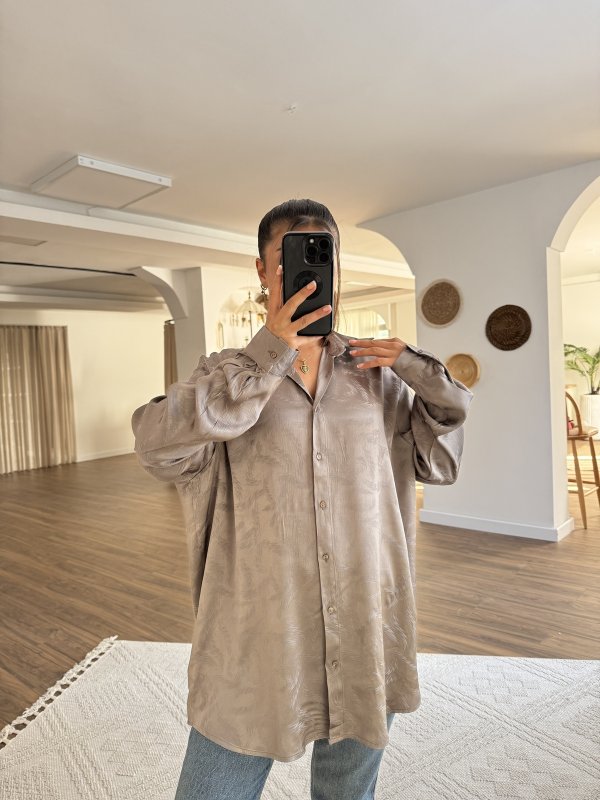 DOKU DESEN JAKARLI VİSKON SALAŞ GÖMLEK