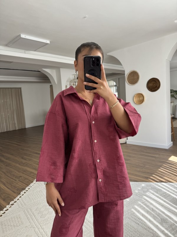 TRUVAKAR KOL KENDİNDEN DESENLİ VİSKON GÖMLEK