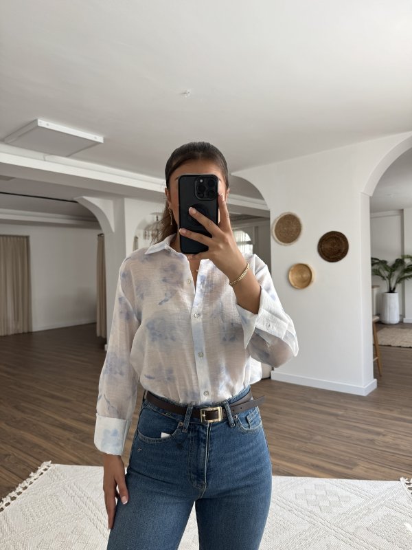 ORGANZE DESENLİ TÜL GÖMLEK