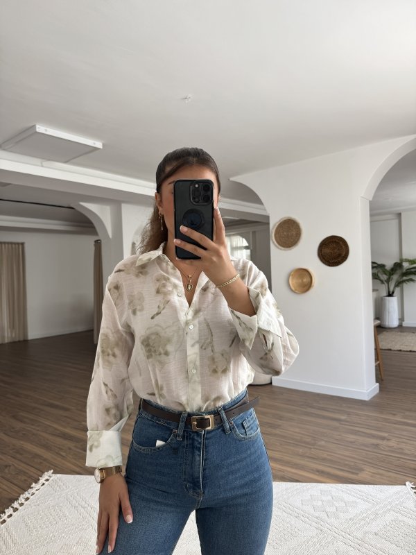 ORGANZE DESENLİ TÜL GÖMLEK