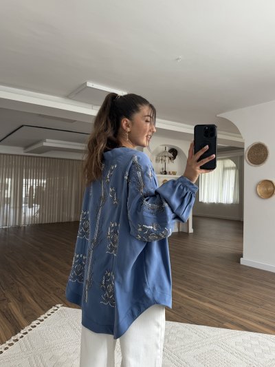 BONCUK İŞLEME SALAŞ TENSEL KİMONO