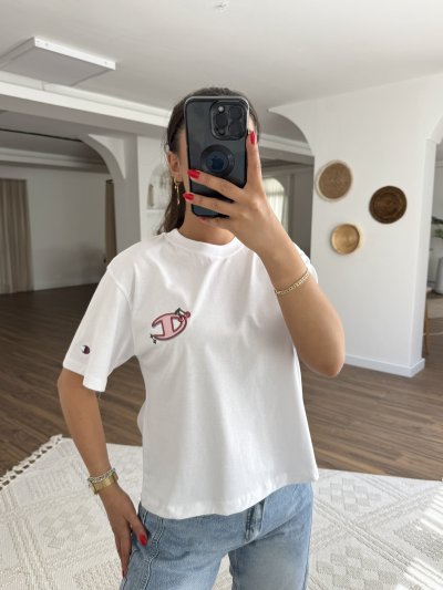 CHAMPİON NAKIŞ KİRAZ ARMA KISA PAMUK TİŞÖRT