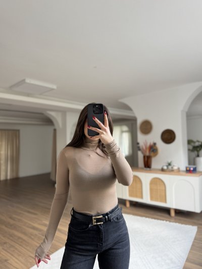 BALIKÇI YAKA KAŞMİR KARIŞIM İNCE MODAL BLUZ