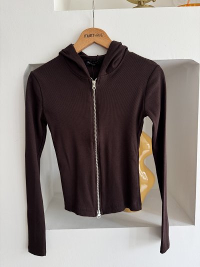 KAPÜŞONLU FERMUARLI PAMUK BLUZ