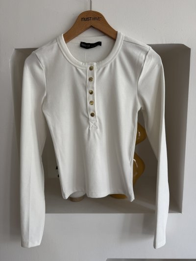 BİSİKLET YAKA GOLD ÇITÇITLI UZUN KOL PAMUK BLUZ