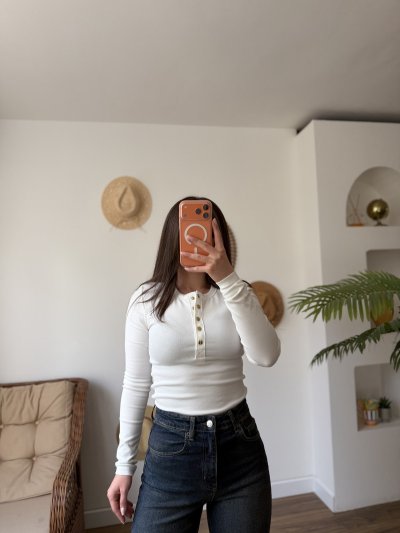 BİSİKLET YAKA GOLD ÇITÇITLI UZUN KOL PAMUK BLUZ