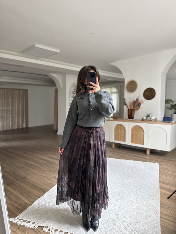 DESENLİ TERS DİKİŞ ŞİFON ASİMETRİK ETEK