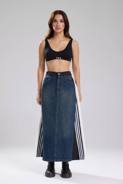 YAN ŞERİT ARKA KUMAŞ MİX JEAN ETEK