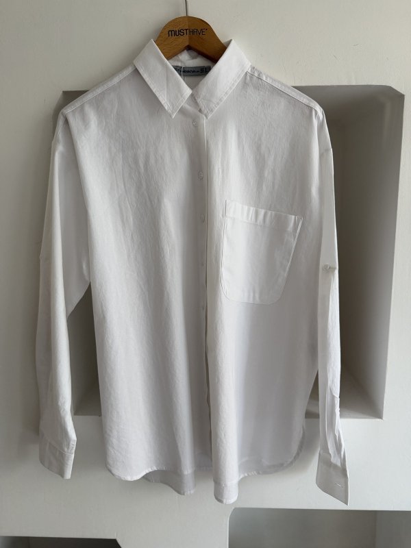 ETEĞİ OVAL TEK CEP SALAŞ PAMUK BASİC GÖMLEK