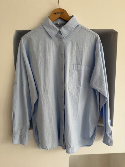 ETEĞİ OVAL TEK CEP SALAŞ PAMUK BASİC GÖMLEK