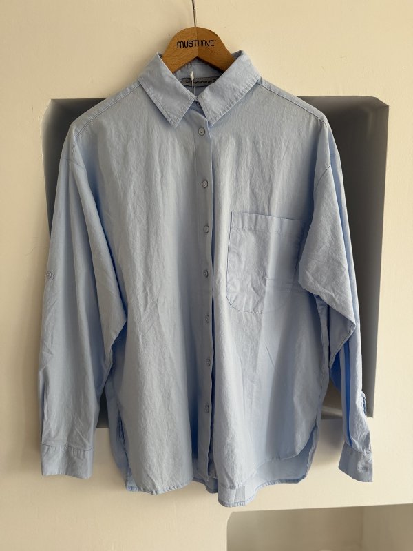 ETEĞİ OVAL TEK CEP SALAŞ PAMUK BASİC GÖMLEK