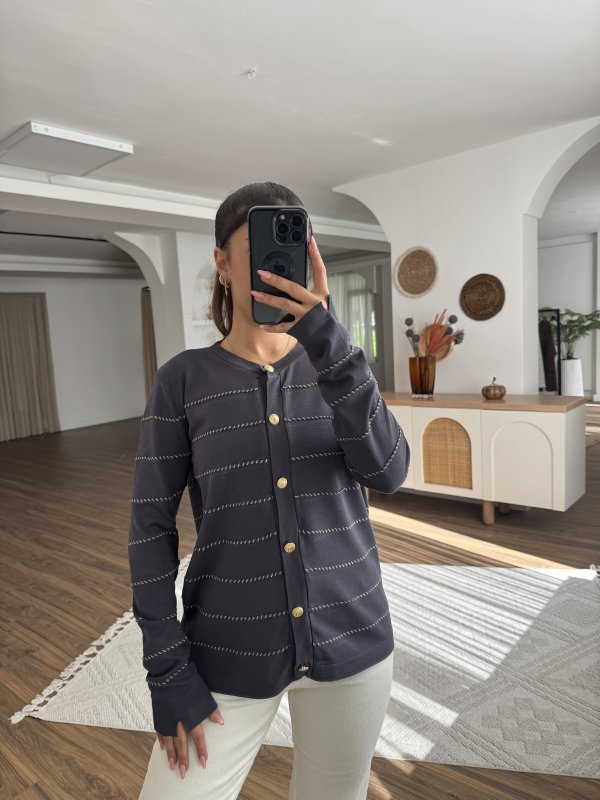 BURGU SİM DETAY GOLD DÜĞME VİSKON HIRKA