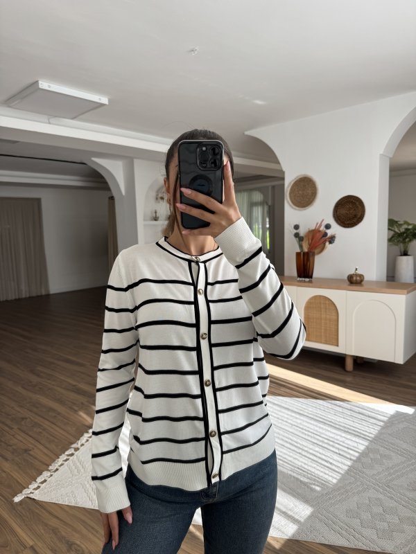 GOLD DÜĞME ÇİZGİLİ VİSKON HIRKA