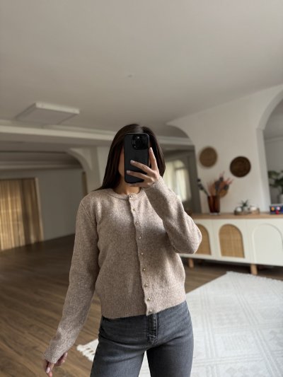 BİSİKLET YAKA GOLD DÜĞME YÜN KARIŞIM HIRKA