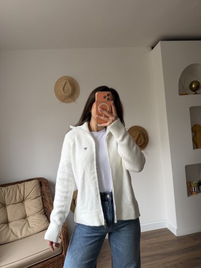 DİK YAKA FERMUARLI YÜN KARIŞIM SAKAL HIRKA