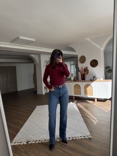 YÜKSEK BEL LİKRALI STRAIGHT JEAN