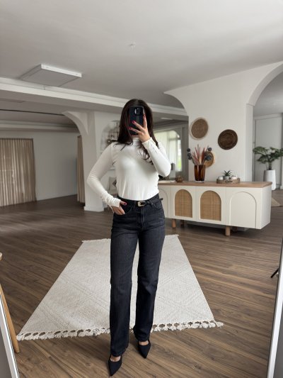 YÜKSEK BEL LİKRALI STRAIGHT JEAN
