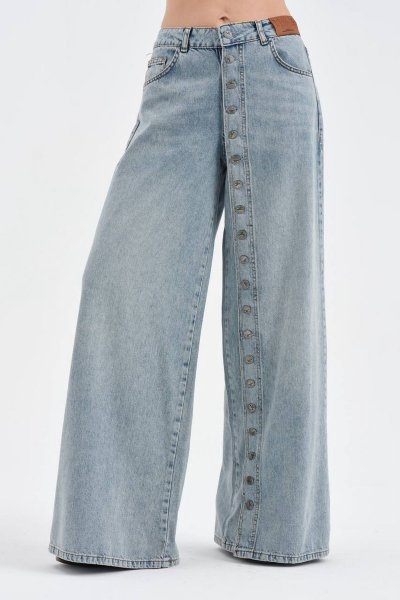 DÜĞME ŞERİT PAMUK PALAZZO JEAN PANTOLON