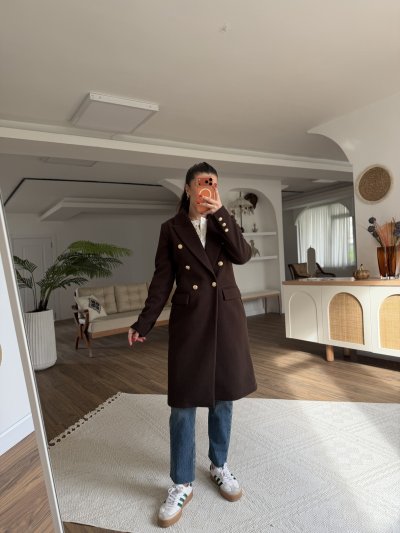 ARKA YIRTMAÇ SİLVER DÜĞME KRUVAZE KAŞE KABAN