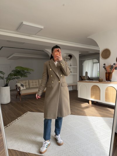 ARKA YIRTMAÇ SİLVER DÜĞME KRUVAZE KAŞE KABAN