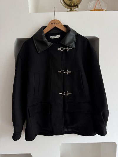 DERİ YAKA KANCALI SÜET KABAN