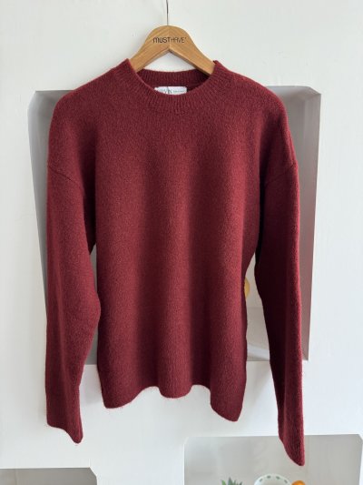 BİSİKLET YAKA YUMUŞAK DOKU YÜN KARIŞIMLI DÜŞÜK OMUZ KAZAK