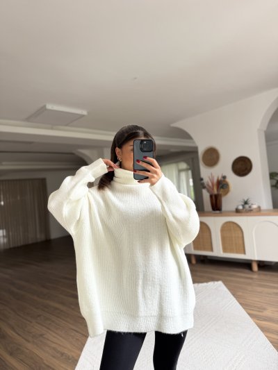 BALIKÇI YAKA OVERSİZE KAZAK