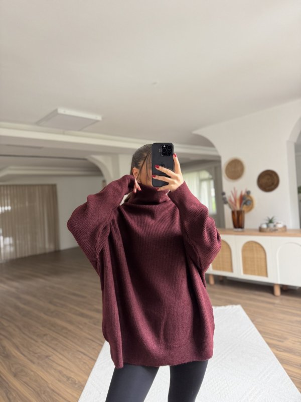 BALIKÇI YAKA OVERSİZE KAZAK