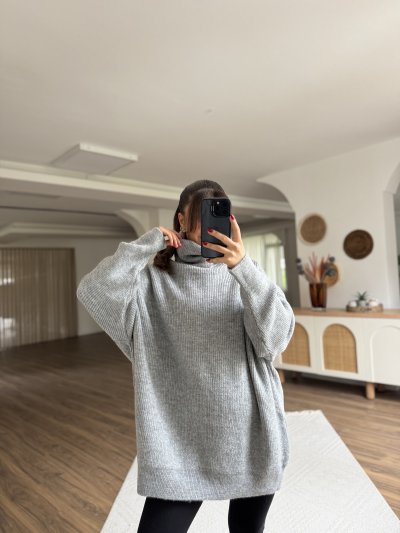 BALIKÇI YAKA OVERSİZE KAZAK