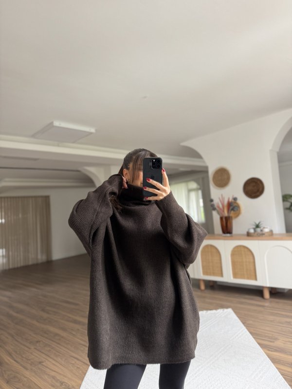 BALIKÇI YAKA OVERSİZE KAZAK