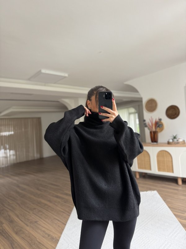 BALIKÇI YAKA OVERSİZE KAZAK