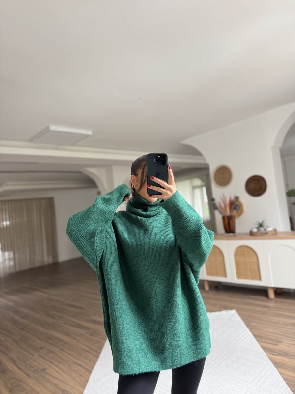 BALIKÇI YAKA OVERSİZE KAZAK