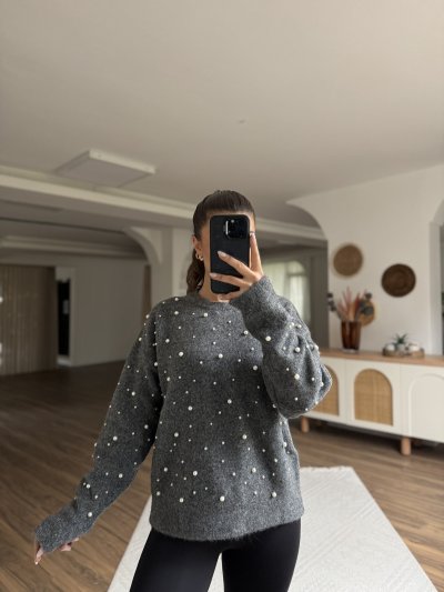 İNCİ ÇAKIM YÜN KARIŞIM BİSİKLET YAKA KAZAK