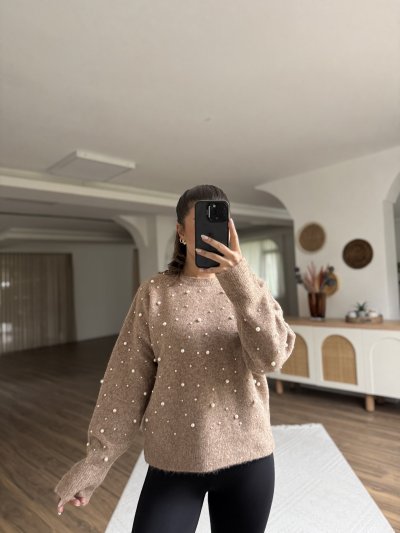 İNCİ ÇAKIM YÜN KARIŞIM BİSİKLET YAKA KAZAK