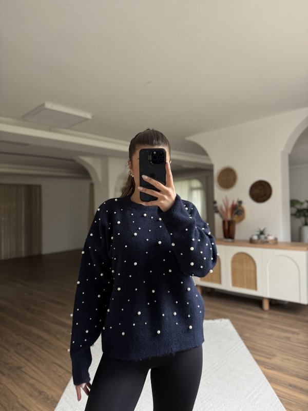 İNCİ ÇAKIM YÜN KARIŞIM BİSİKLET YAKA KAZAK