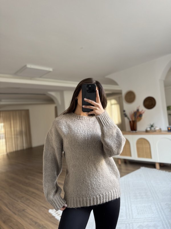 BİSİKLET YAKA SALAŞ SELANİK ÖRGÜ KAZAK