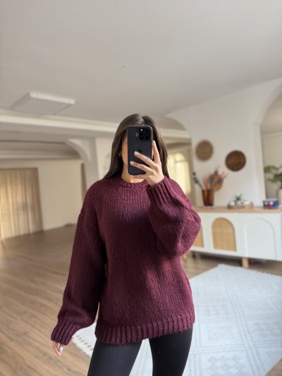 BİSİKLET YAKA SALAŞ SELANİK ÖRGÜ KAZAK