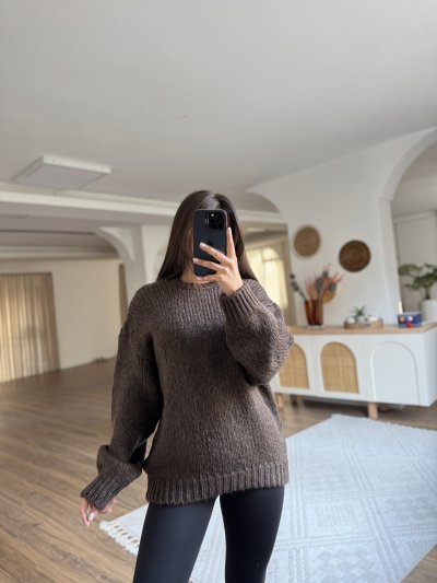 BİSİKLET YAKA SALAŞ SELANİK ÖRGÜ KAZAK