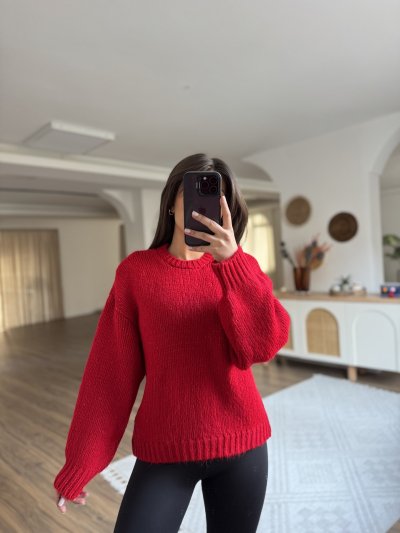 BİSİKLET YAKA SALAŞ SELANİK ÖRGÜ KAZAK