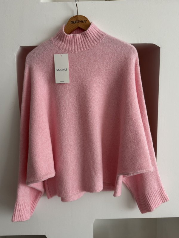 DİK YAKA YARASA KOL YÜN KARIŞIM KAZAK